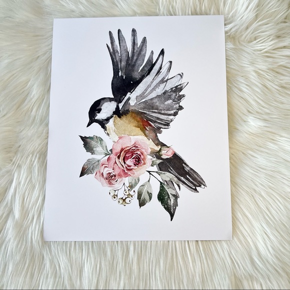 Chickadee Cute Bird Wall Art Print Poster Illustration Unframed - Picture 12 of 16